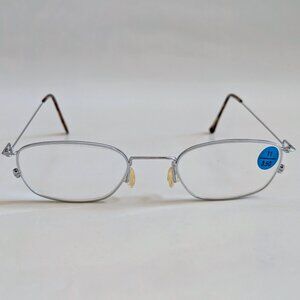 NWT Tru Vintage 90's High Tech Rectangle Metal Reading Glasses (S. Silver)